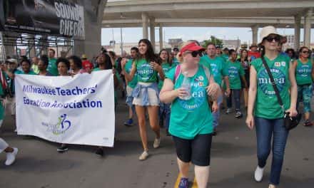 Union pride and workers on parade during Labor Day