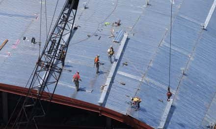 Bucks celebrate construction milestone with arena roof topping off