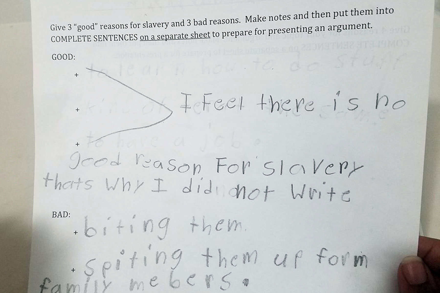 Racist homework assignment