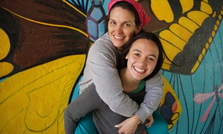 Mother-daughter duo paint swing bridge mural inspired by nearby river ecology