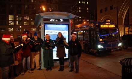 MCTS “elves” surprise riders with holiday cheer at bus stops around Milwaukee