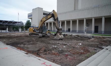 A look at the demolition site where a horse chestnut grove designed by Dan Kiley stood for decades