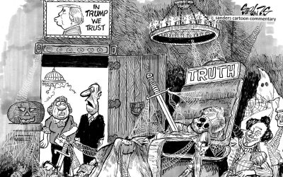 A generation of political cartoons that go against the grain in upcoming Bill Sanders book