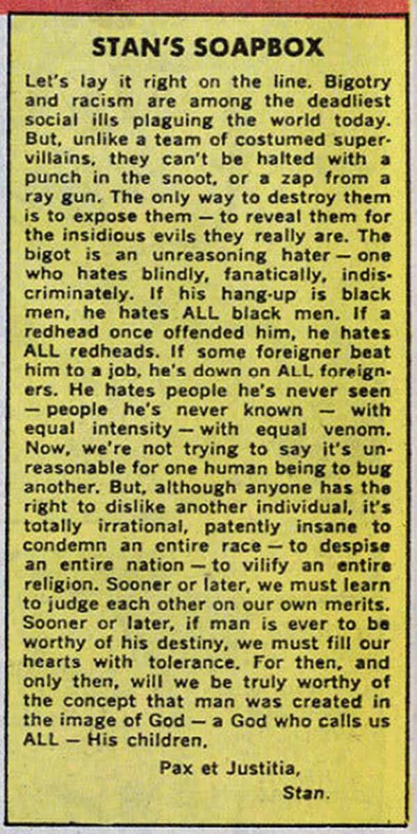 Stan Lee: The Titan of Marvel Comics and his 1968 column on Racism | The  Milwaukee Independent