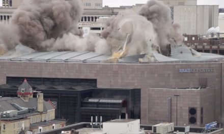 Video: Controlled roof demolition leaves Bradley Center topless