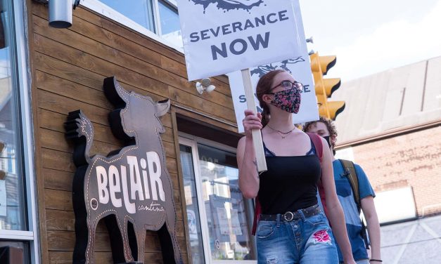 Fired Comet Cafe workers protest at BelAir Cantina in demand of severance pay from former employers