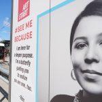 See Me Because: Transit art campaign about why young voices matter installed along The Hop Streetcar route