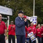 Biden’s decision to stand in UAW picket line makes him first sitting president to join an ongoing strike